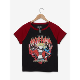 DC Comics Batman Harley Quinn Mistress of Mayhem Women's Cropped Raglan Baby Tee 32547976_hi?$productMainDesktop$&fmt=auto