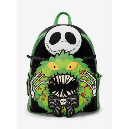 Loungefly Disney l'étrange noël de Mr Jack Jack Skellington Wreath Glow-in-the-Dark Light-Up Sac à dos 32255090_hi?$productMainD