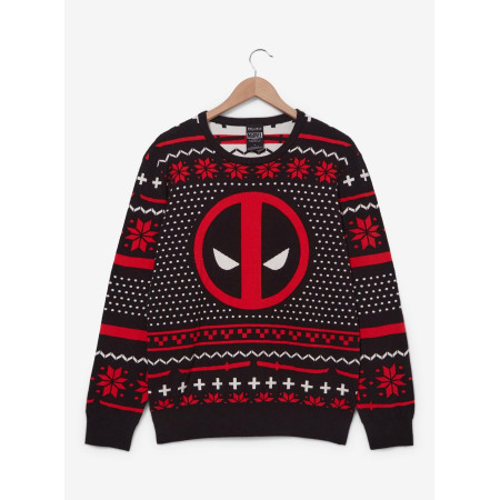 Marvel Deadpool Logo Patterned Holiday Sweater 32467628_hi?$productMainDesktop$&fmt=auto