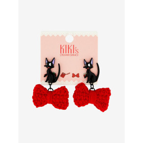   - Studio Ghibli Kiki's Delivery Service Jiji Crochet Bow Earrings  -