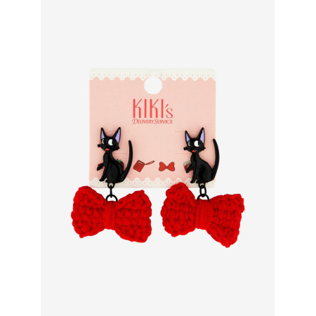   - Studio Ghibli Kiki's Delivery Service Jiji Crochet Bow Earrings  -