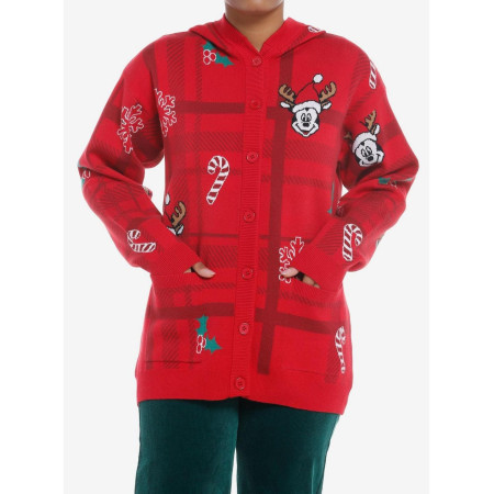 Her Universe Disney Mickey Mouse Holiday Red Plaid Hooded Cardigan - Précommande Décembre 202420799986_hi?$productMainDesktop$&f