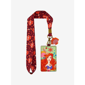 Disney  - Disney The Little Mermaid Ariel Red Floral Lanyard  -