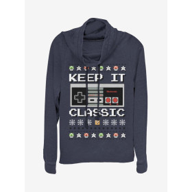 Nintendo Classic Controller Christmas Pattern Cowlneck Long-Sleeve Womens Top - Préco Décembre 202412878024_hi?$productMainDeskt